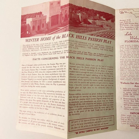 Vintage 1970 Florida  Black Hills Passion Play Lake Wales Brochure Souvenir - Picture 8 of 12